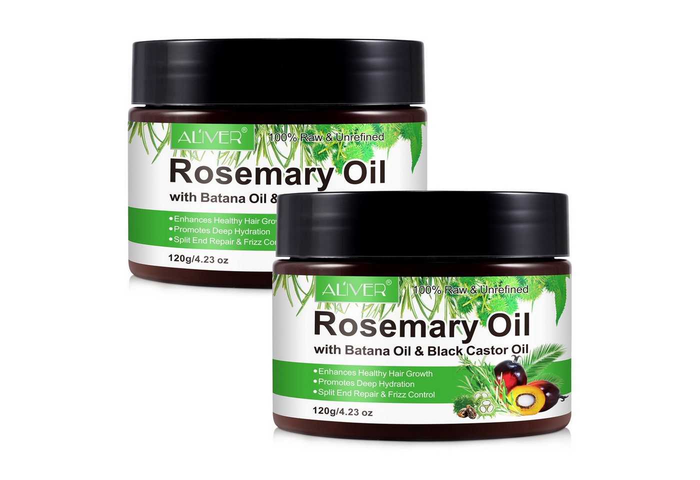 ALIVER Haaröl Rosmarinöl Batana Öl Rizinusöl Castor Öl Haarwachstum Vegan, 2-tlg., Rosmarin, Rizinus, Batana, Haarwachstum, Haarpflege