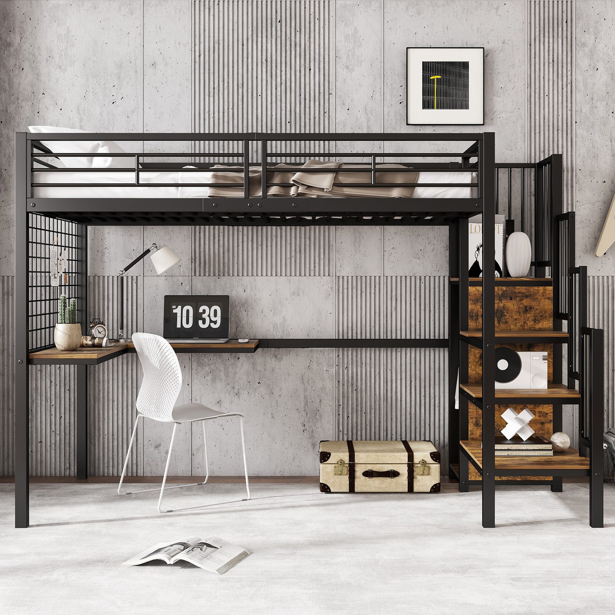Flieks Hochbett Kinderbett Metallbett 90x200cm mit günstig online kaufen