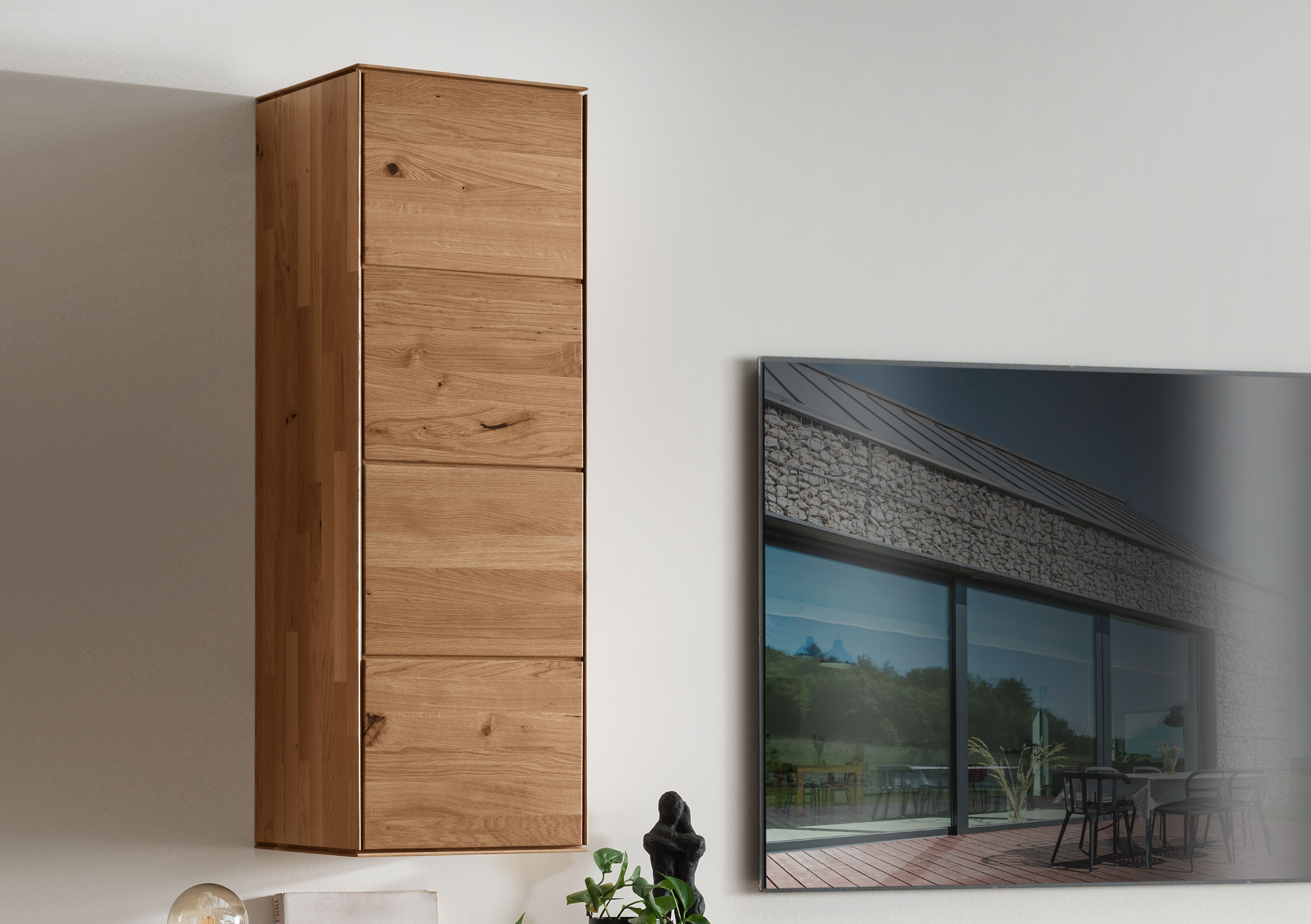 Woodroom Hängeschrank Taos (Wildeiche massiv geölt 40x123x41 cm, Tür beidseitig montierbar) Hängeschrank, Wandschrank, Holzschrank, Massivholzschrank