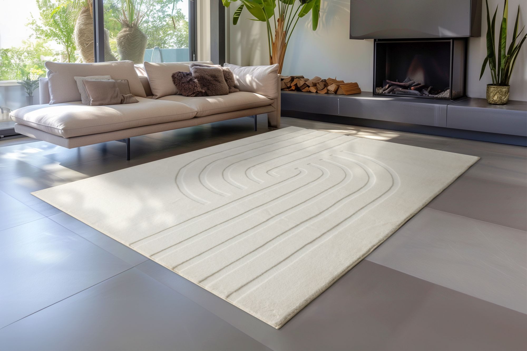 Obsession Teppich Zen Deluxe 700, rechteckig, Höhe: 22 mm, Uni Farben, modernes Design, Hoch-Tief Effekt, Wohnzimmer