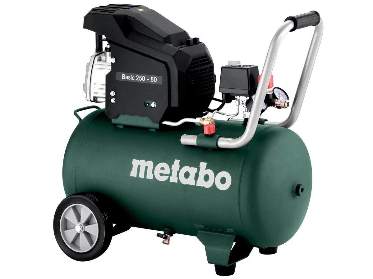 metabo Kompressor Basic 250-50, 1500 W, max. 8 bar, 50 l, 2-tlg., 1,5 kW Leistung, 8 bar Betriebsdruck, 50 L Kesselvolumen