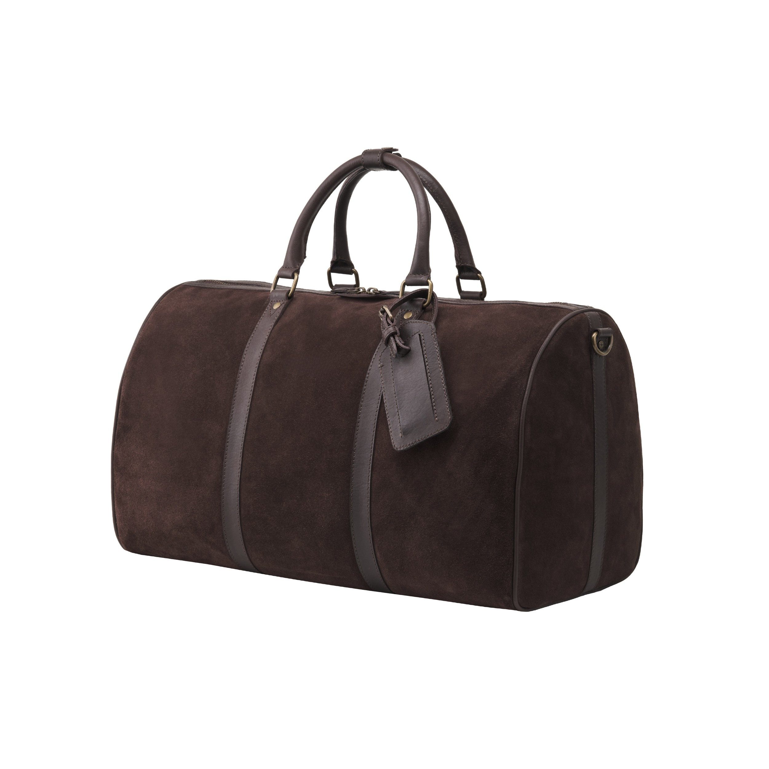 DRAKENSBERG Reisetasche Weekender »James« (50) Kaffee-Braun, aus Rinds-Veloursleder, Luxus für Damen und Herren, handgefertigtt