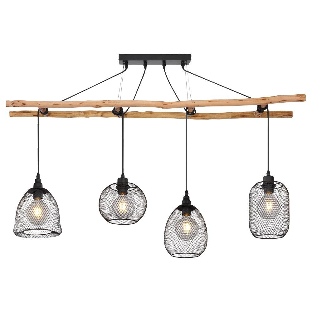 etc-shop Hängeleuchte, Leuchtmittel Design Lampe Pendel inklusive, Hänge Warmweiß, Leuchte Decken Leiter Treppen Holz Vintage