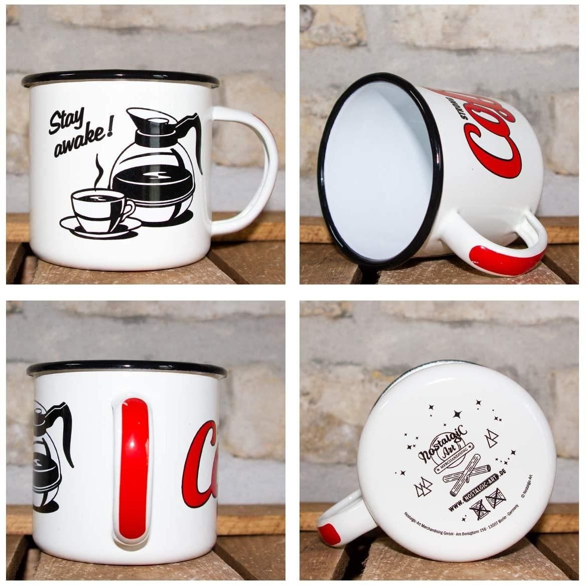 Nostalgic-Art Strong Word Tasse - Coffee Served Emaille-Becher Here - Up
