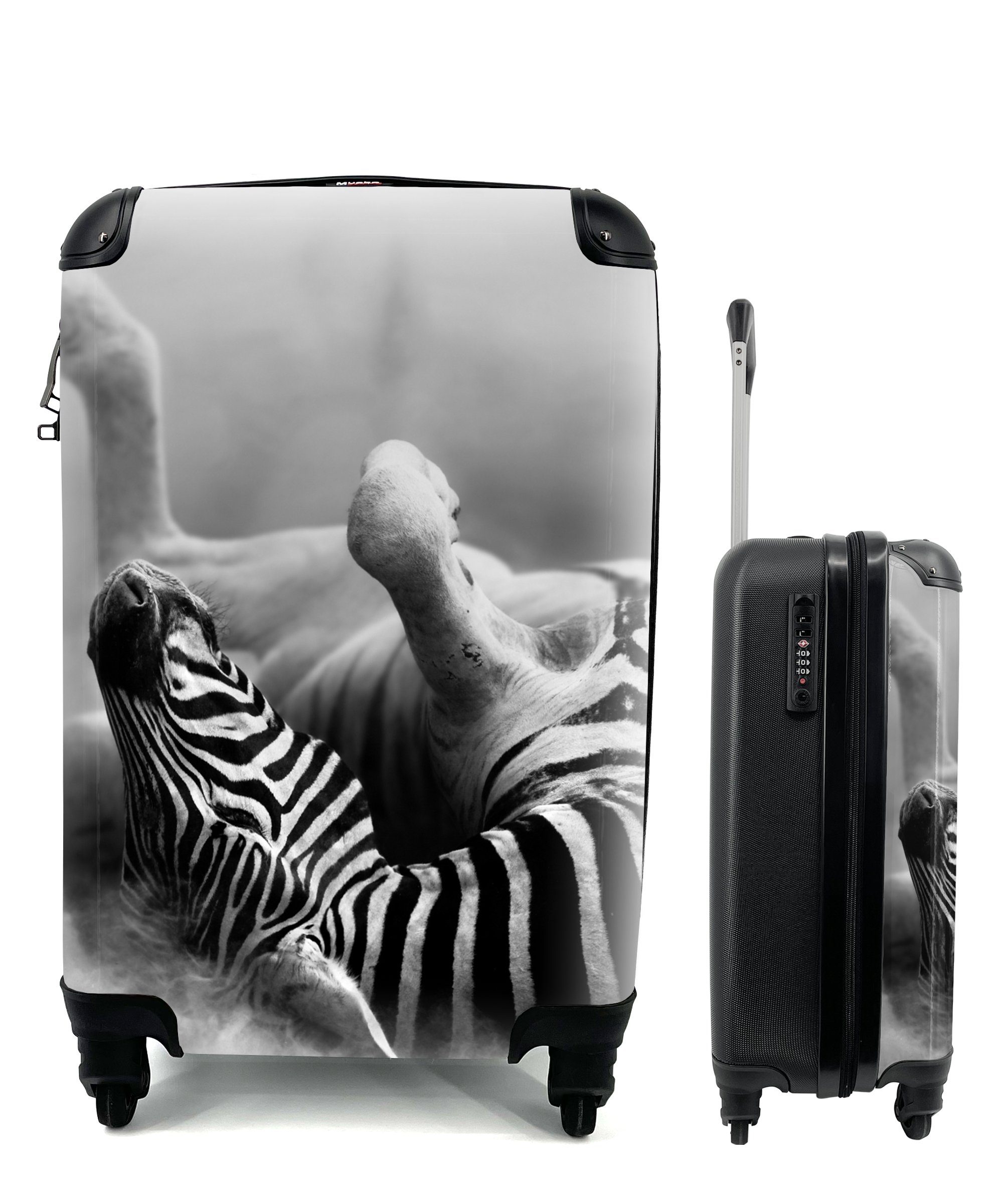 MuchoWow Handgepäckkoffer Zebra - Tiere - Schwarz - Weiß, 4 Rollen, Reisetasche mit rollen, Handgepäck für Ferien, Trolley, Reisekoffer
