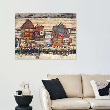 Posterlounge Wandfolie Egon Schiele, Häuser mit bunter Wäsche (Vorstadt II), Wohnzimmer Malerei