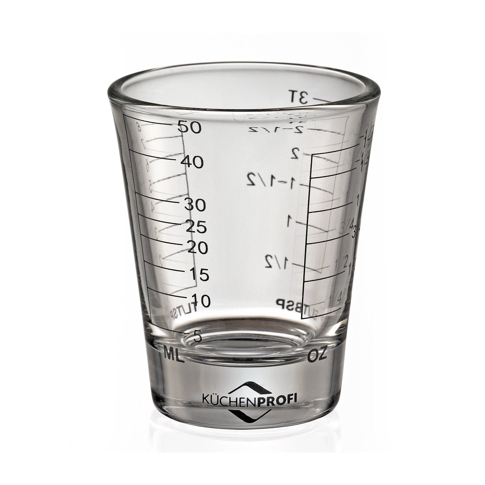 Küchenprofi Messbecher MiniMessbecher mit Skala bis 50ml, Glas, (1St., 1 Mini Messbecher)