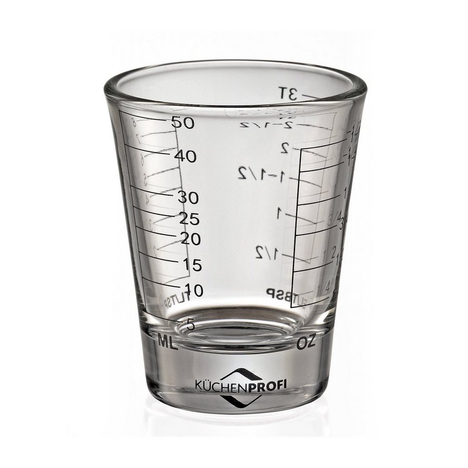 Küchenprofi Messbecher Mini-Messbecher mit Skala bis 50ml, Glas, Maße Ø 5  cm, Höhe 6 cm, Inhalt 0,05 Liter