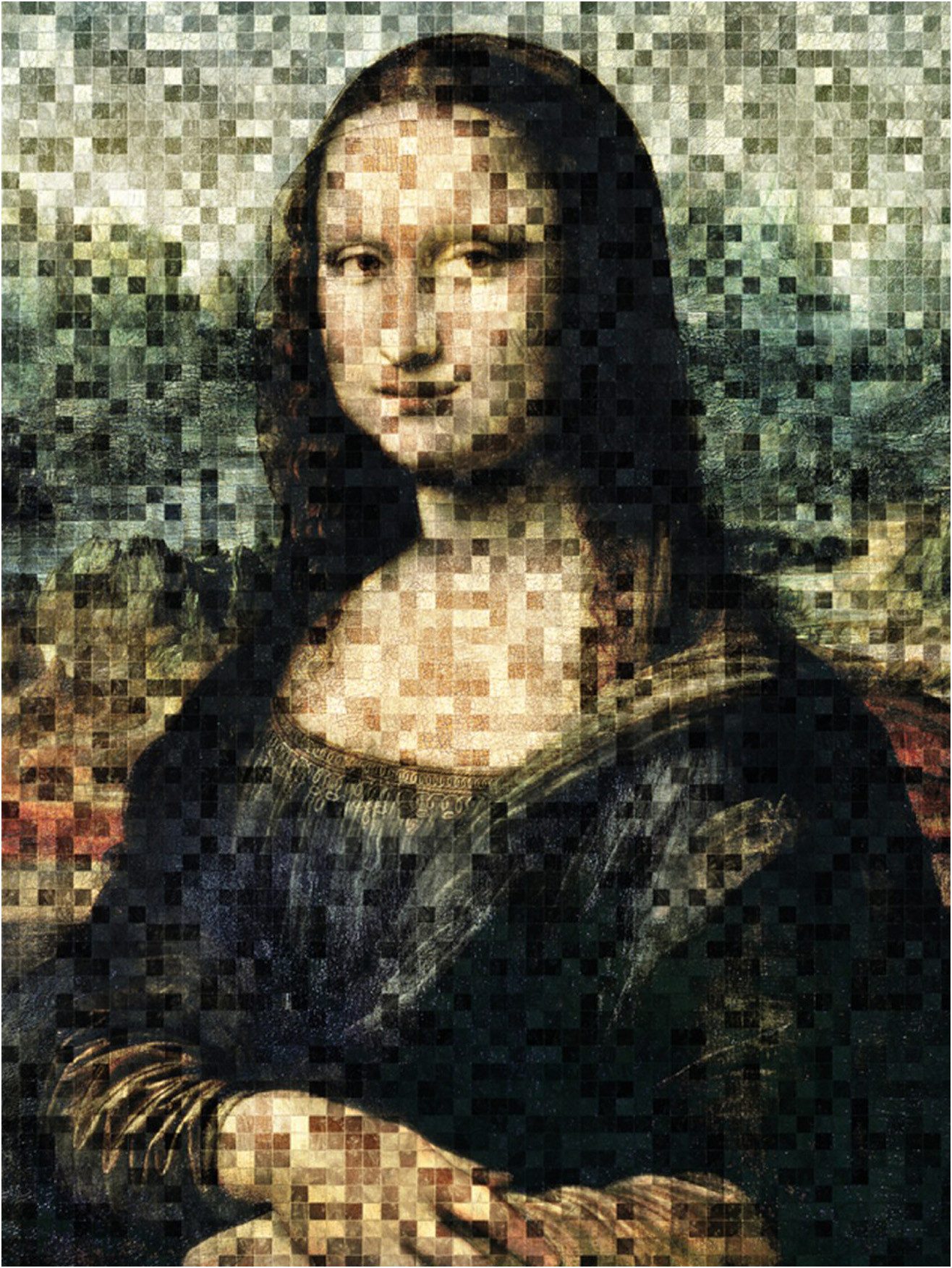 More2Home Wanddekoobjekt Wandtextil MondiArt, MONA LISA PIXELS, mit Alu-Rahmen, 60 x 80 cm