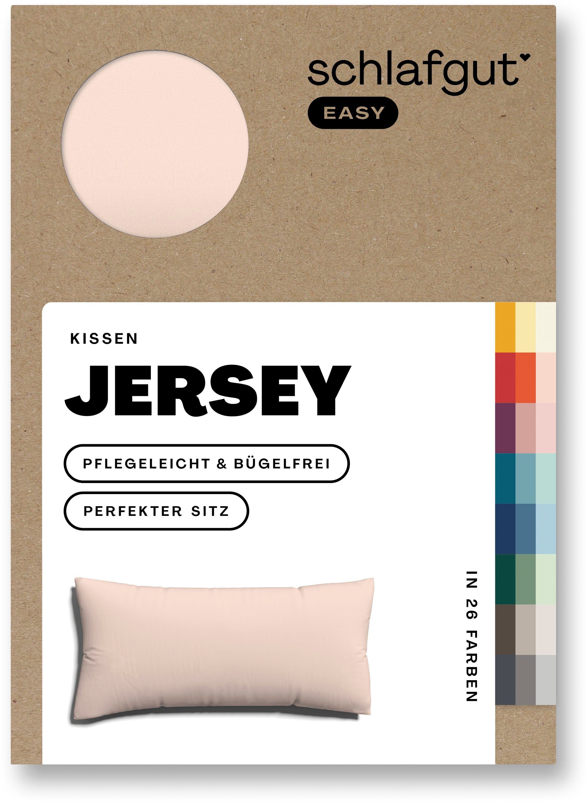 Schlafgut Kissenbezug EASY JERSEY Kissenhülle 100% Baumwolle, weicher Edel-Jersey, bügelfrei, (1 Stück), mit farblich angepasstem Reißverschluss, pflegeleicht, formstabil