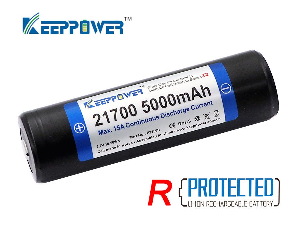 Keeppower 21700 R 15A 5000mAh 3,6V - 3,7V Li-Ion-Akku PCB geschützt Akku (1 St)