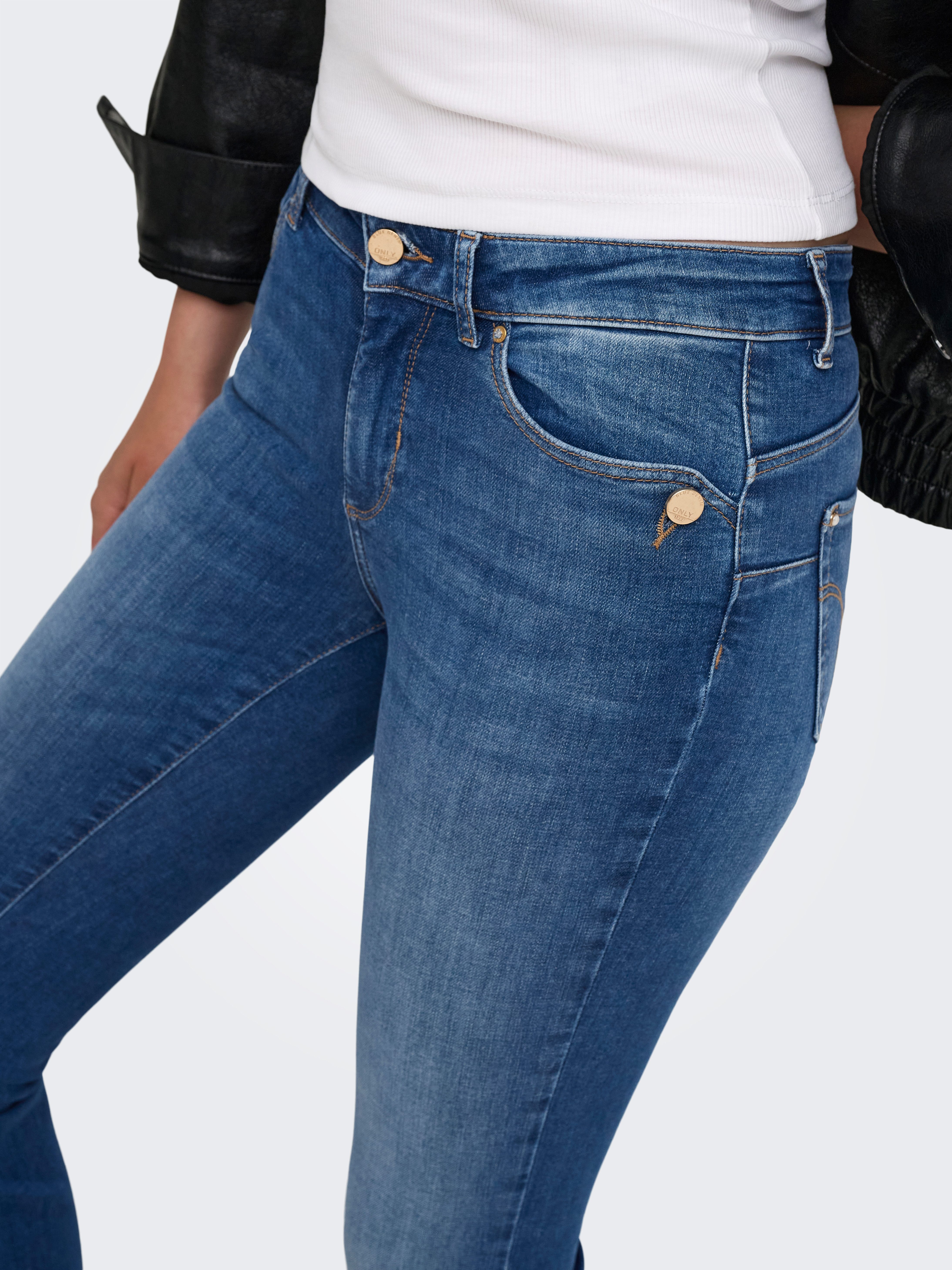 ONLY Bootcut-Jeans ONLBLUSH MID BUT FLARED DNM REA763 Baumwollmischung, bootcut fit – Bild 2 von 5