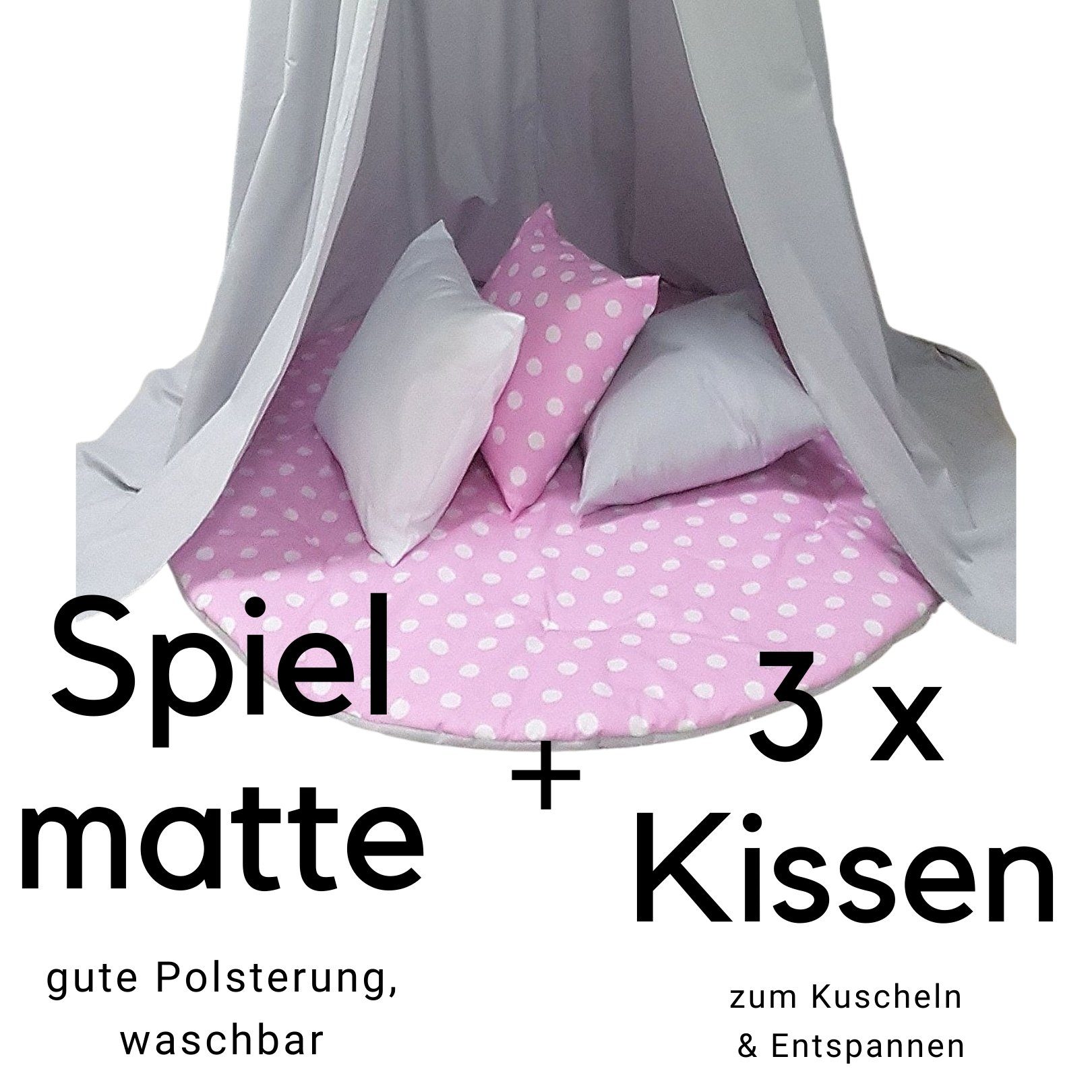 Krabbeldecke Spieldecke XXL+ 3 Dekokissen, Spielteppich 120 cm, Babymajawelt, Zweiseitig, Waschbar, Krabbeldecke Gepolstert Made in EU