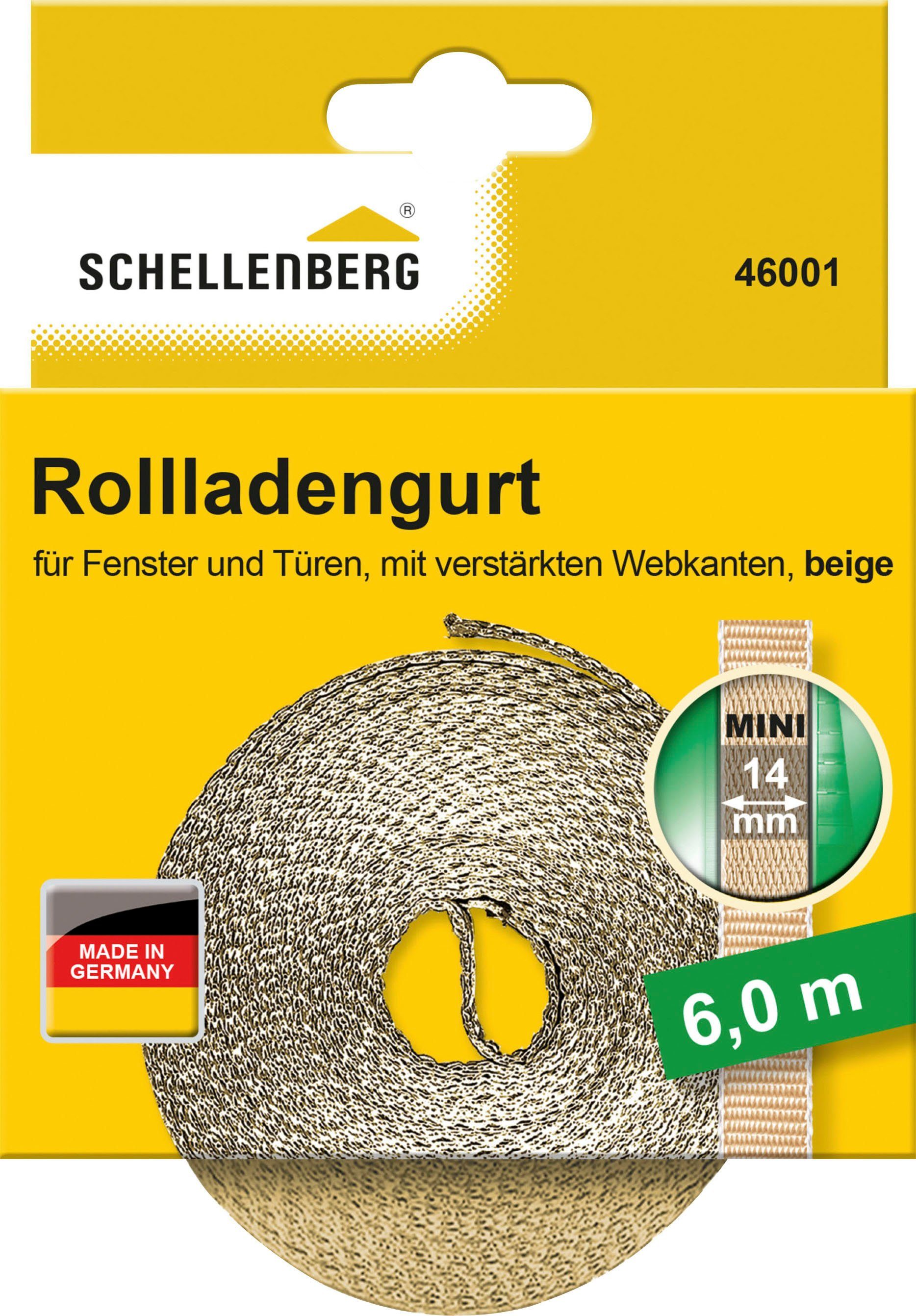 SCHELLENBERG Rollladengurt Mini 14 mm, 6 m, zur Bedienung eines Rollladens mit Gurtwickler, Gurtband in unterschiedlichen Farben erhältlich