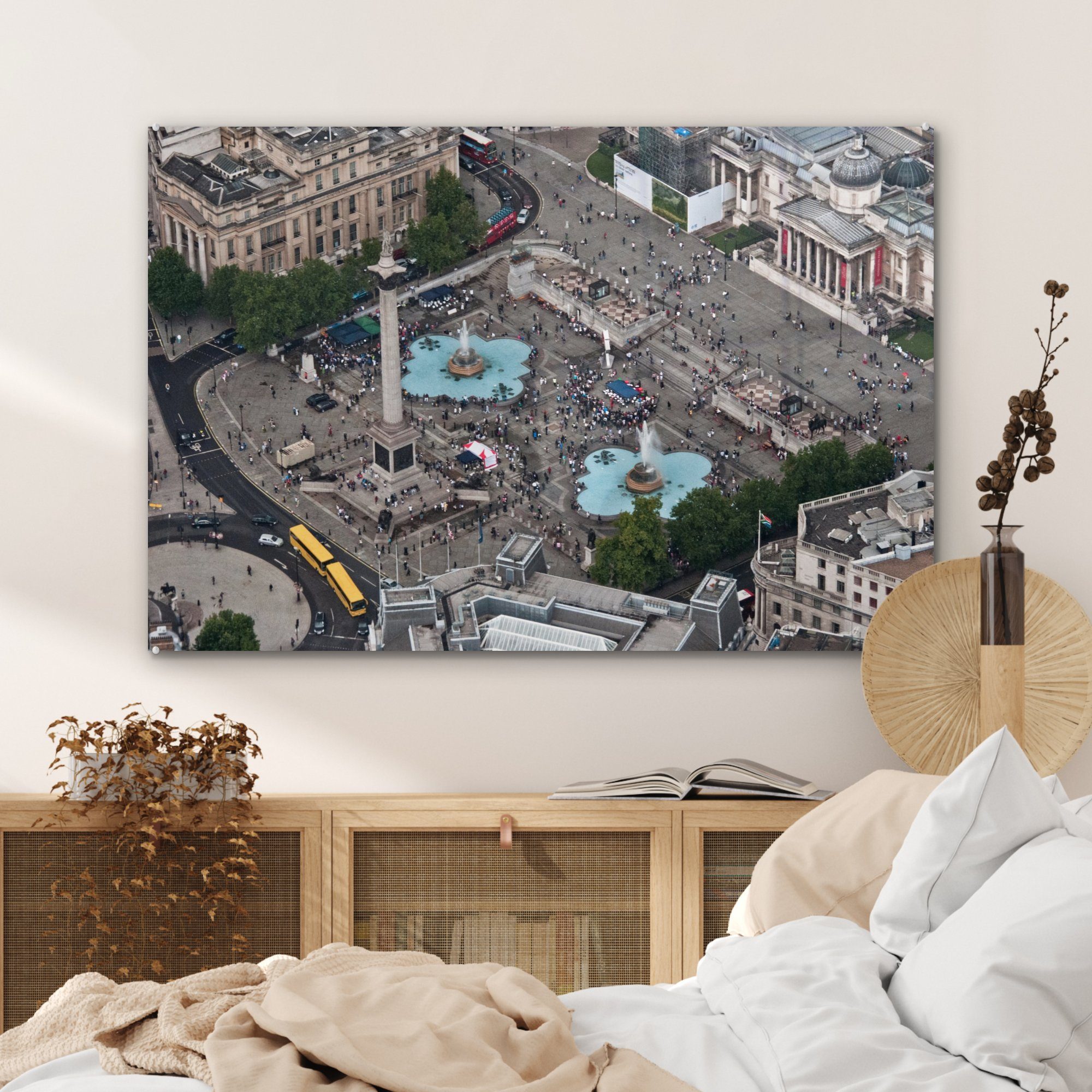 Acrylglasbilder MuchoWow Acrylglasbild London, Square Luftaufnahme St), (1 des Wohnzimmer Schlafzimmer Trafalgar & in