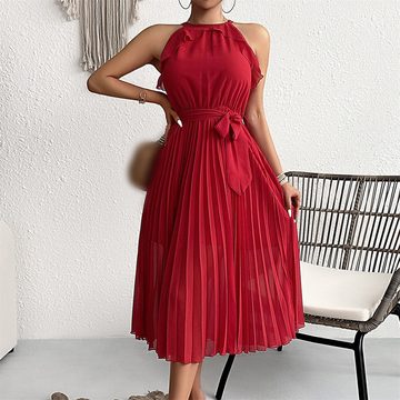 AFAZ New Trading UG Sommerrock Einfarbiges, ärmelloses, langes Kleid für Damen Temperamentvolles Kleid, das Charme und Sinn für Design unterstreicht