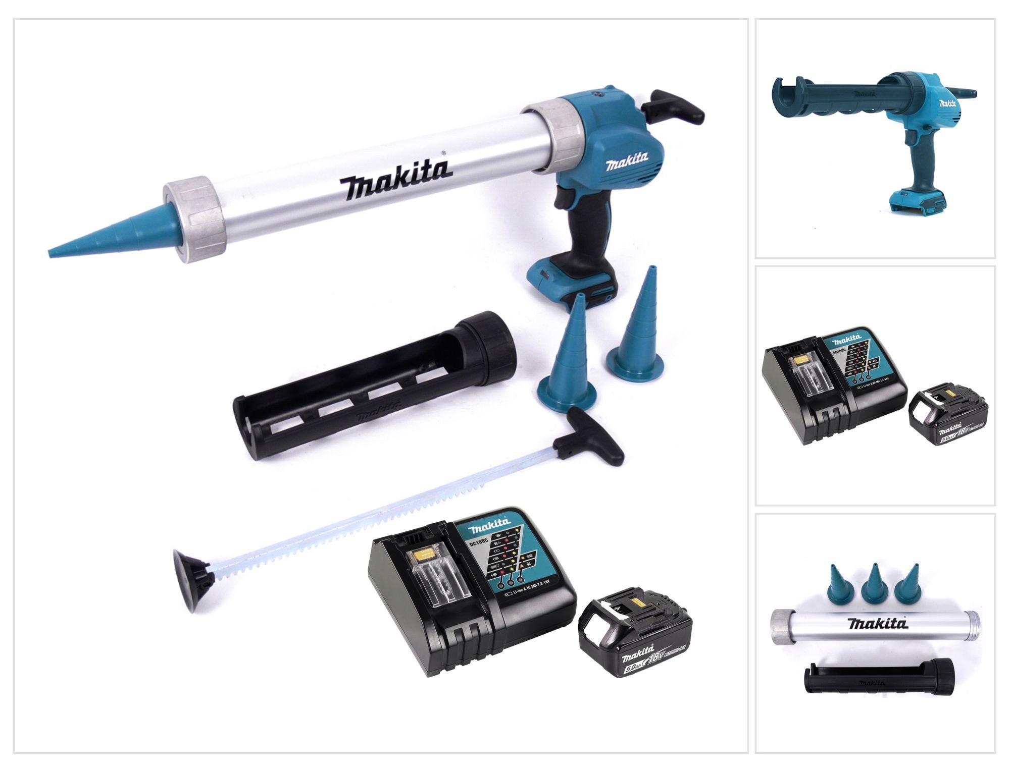 Makita Akku-Kartuschenpistole DCG 180 RG1X Akku Kartuschenpistole 18 V 300 / 600 ml + 1x Akku 6,0