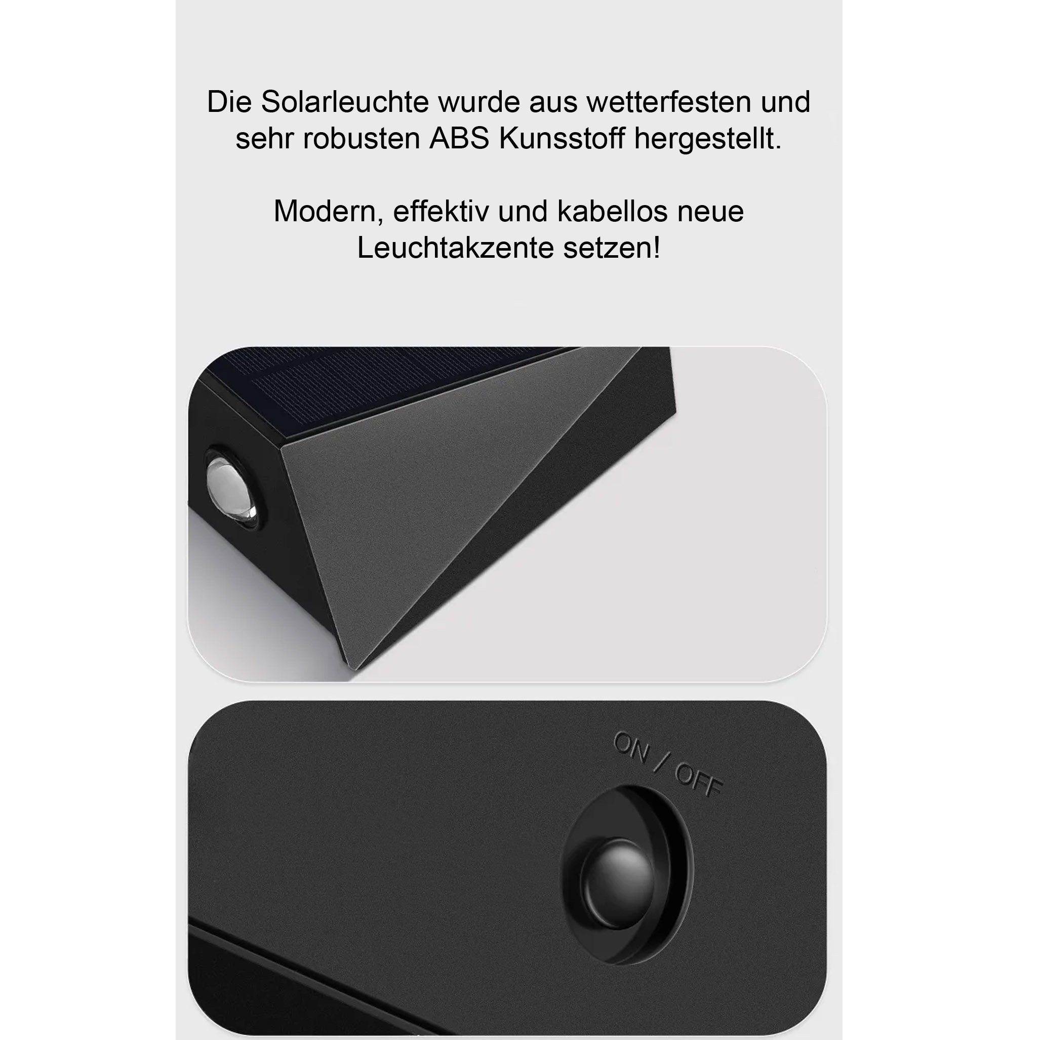 Arnusa LED Außen-Wandleuchte Solar Wandleuchte Wandstrahler Wandlampe LED UP-Down kabellos, Tageslichtsensor, LED fest integriert, Warmweiß – Bild 5 von 5