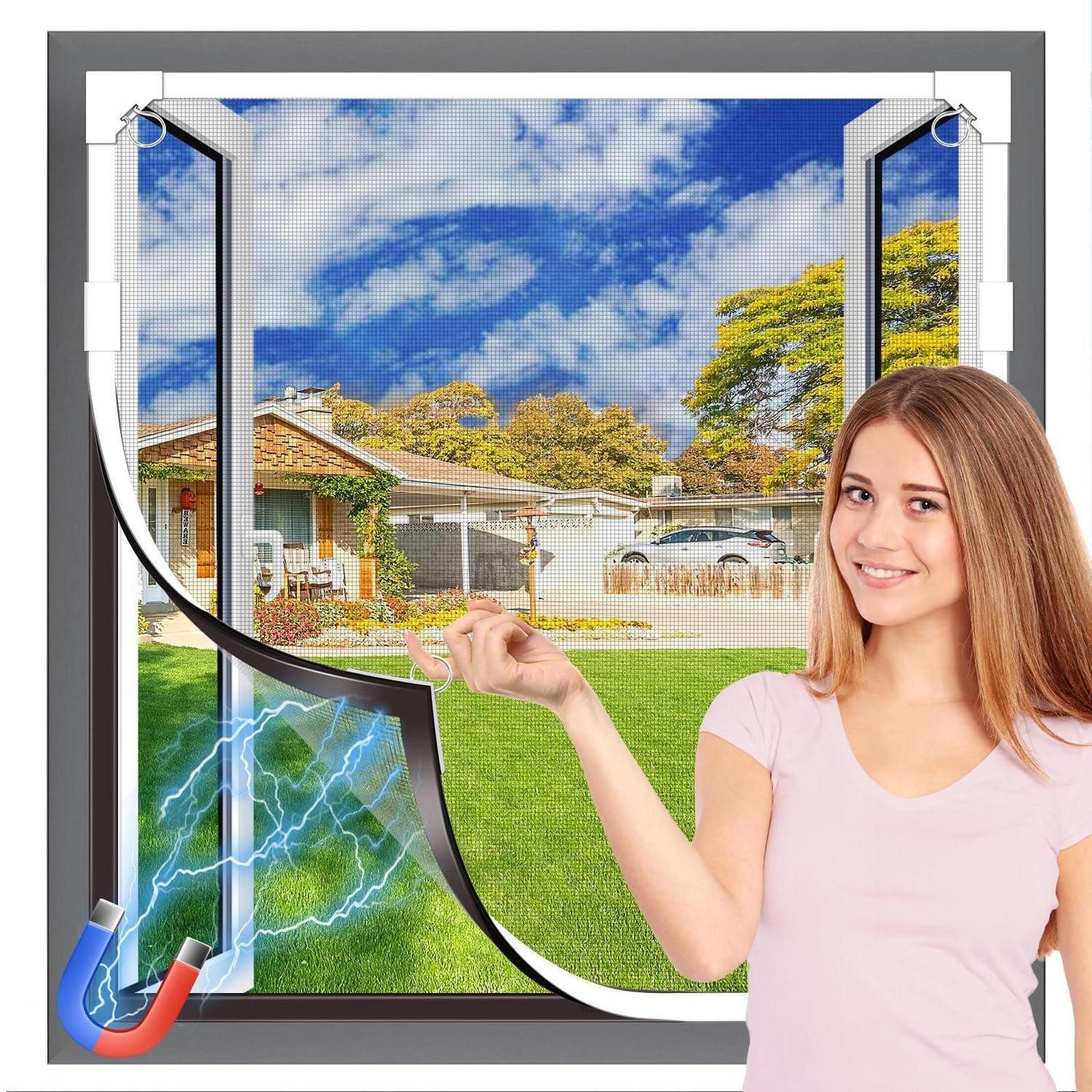Insektenschutz-Fensterrahmen Fliegengitter Fenster 100 x 150 cm Weißer Rahmen Graues Netz