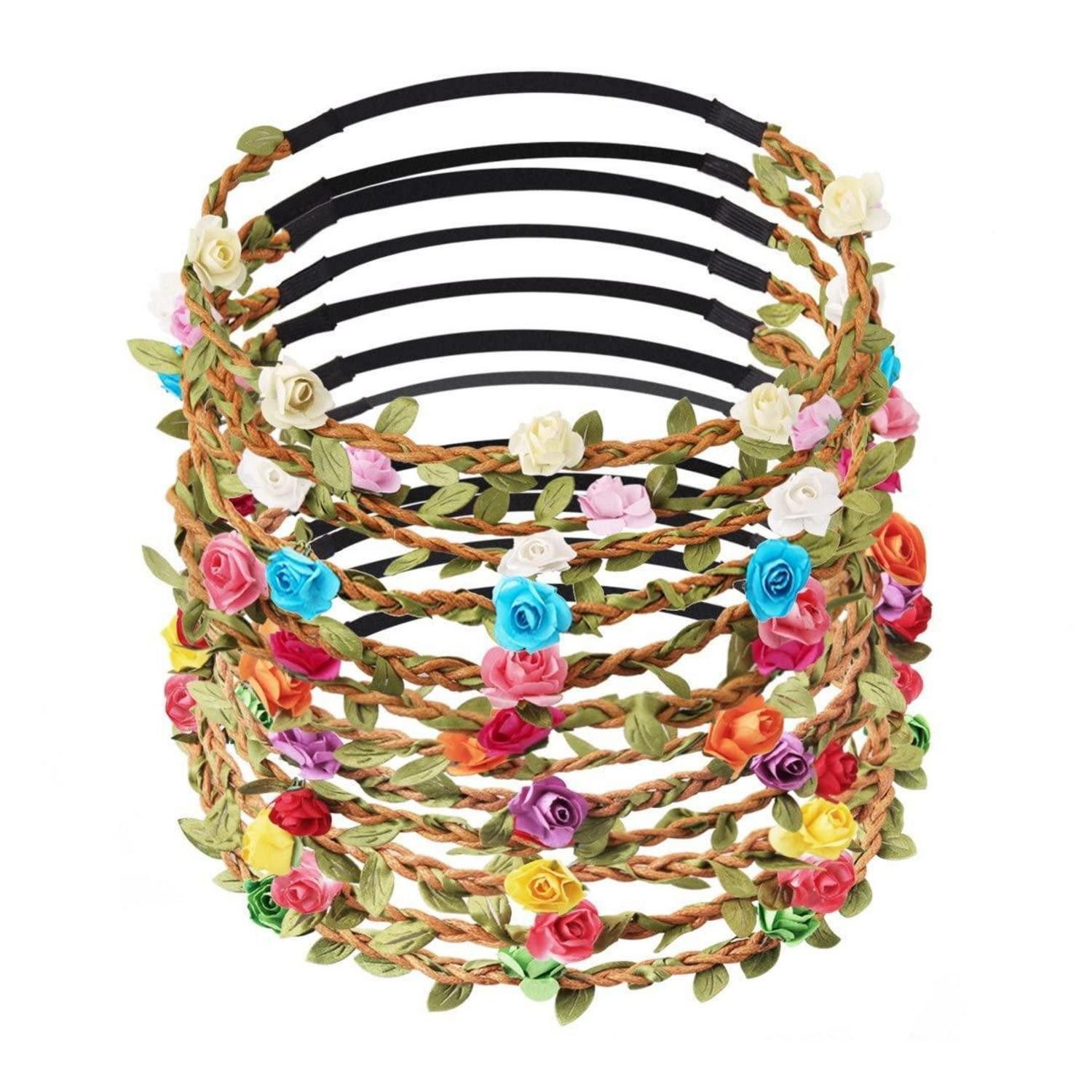 LuxusKollektion Haarreif Blumen Stirnband Kranz 12er Pack multicolor, 1-tlg.