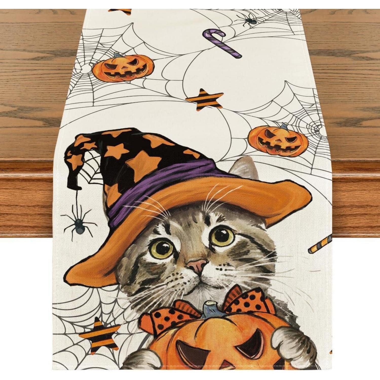 LuxusKollektion Tischläufer Katze Jack-o-Laterne Halloween Tischläufer 40x140 cm