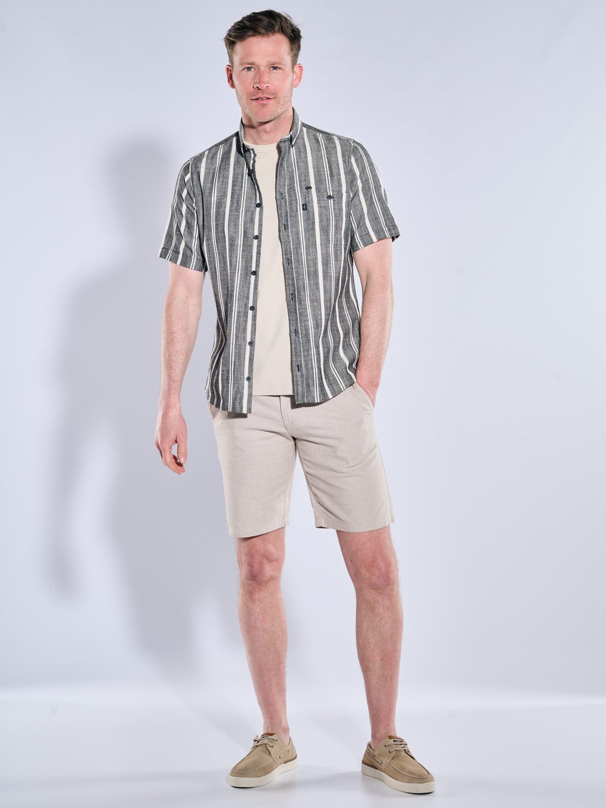 Engbers Kurzarmhemd Herren Kurzarm-Hemd gestreift, Schwarz