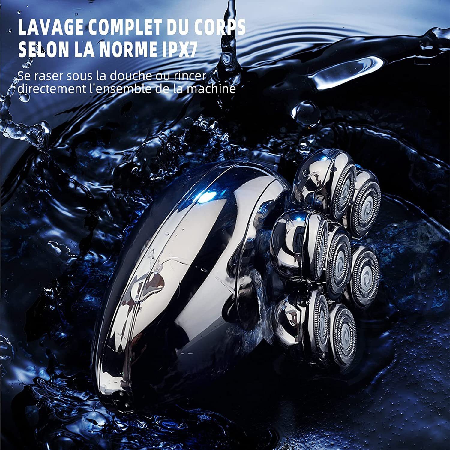 autolock Elektrorasierer 5 in 1 Kopfrasierer,Rasierapparat Nass und Trockenrasierer, ausklappbarer Langhaarschneider, LED Anzeige Bart Nasenhaartrimmer Gesichtsbürste Pflege Kit