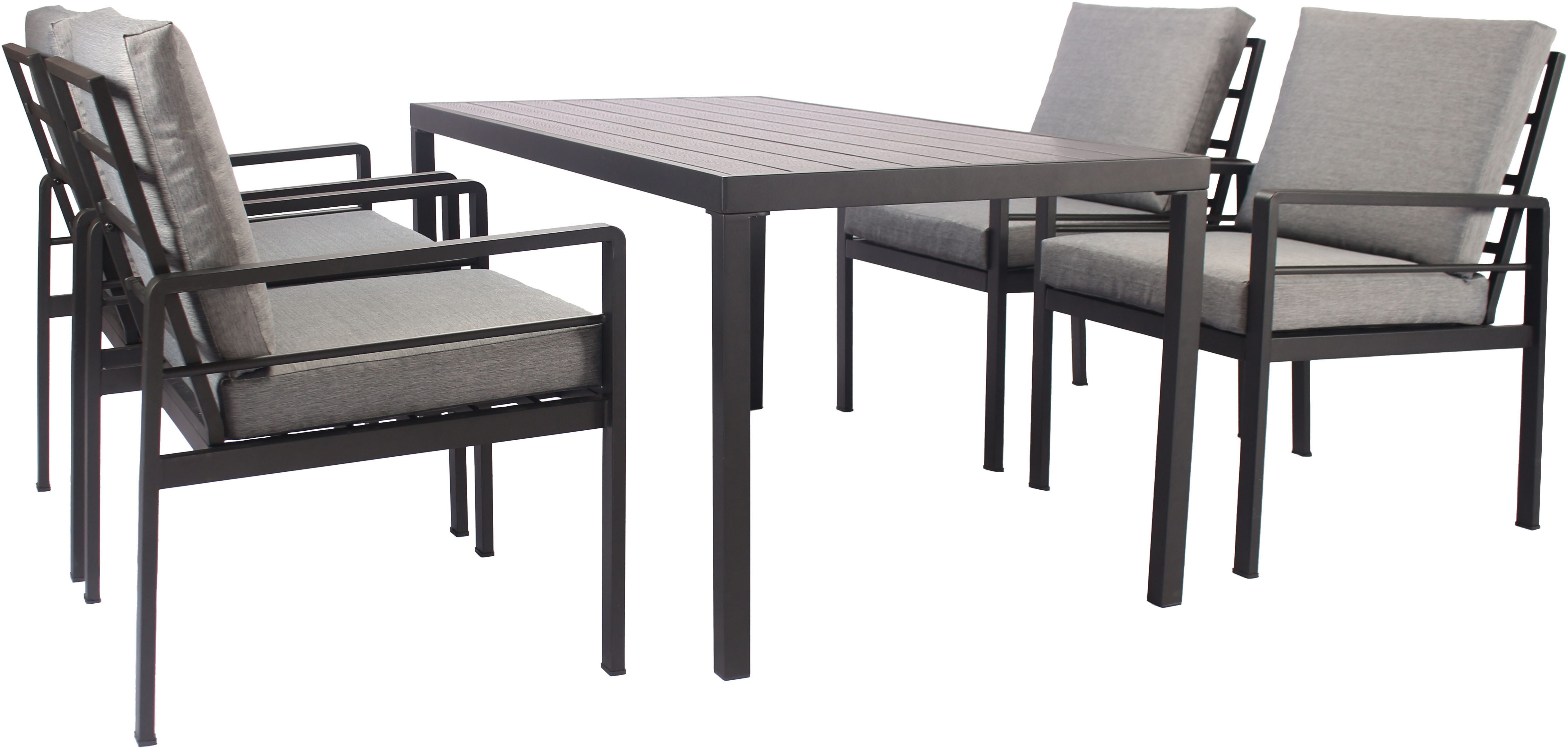 KONIFERA Garten-Essgruppe »New Jersey«, (Set, 13-tlg., 4 Sessel, Tisch 80x160x71 cm, inkl. Auflagen), Aluminium
