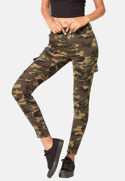 Nina Carter Stoffhose Denim Cargo Stretch Jeans Hose Röhrenjeans (1-tlg) 2222 in Camouflage-1