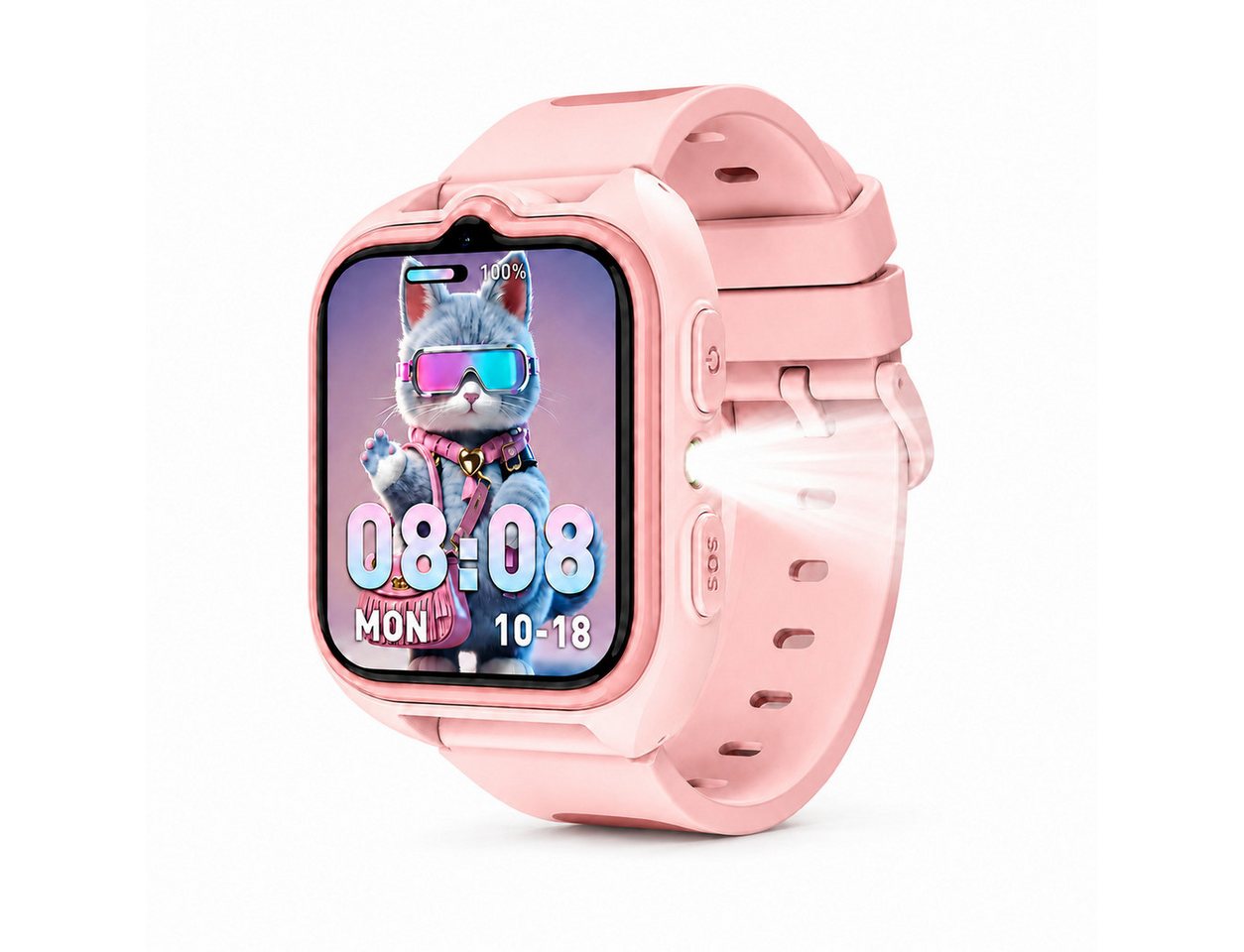 blackview Neu 4G LTE Kinder Smartwatch GPS, HD Videoanruf, 1,75'', SOS Smartwatch (1.75'' Zoll), GPS+LBS+WiFi, 4G-LTE, IP68, Knips-Freunde, mit Taschenlampe