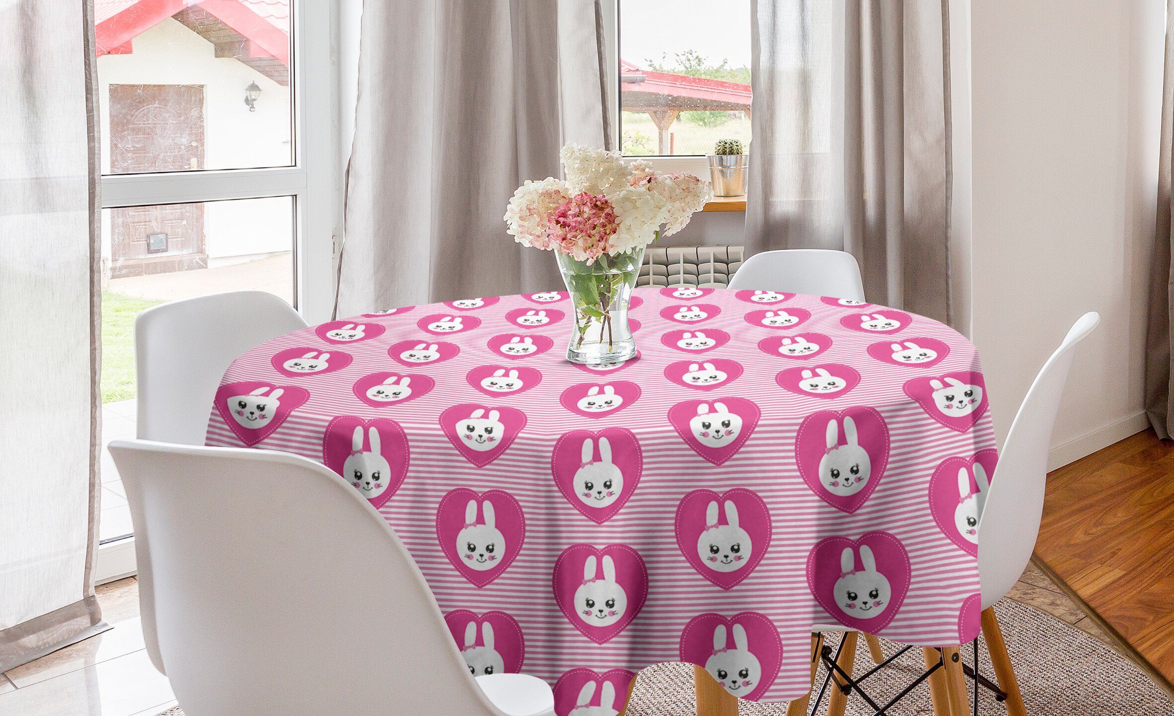 Abakuhaus Tischdecke Kreis Tischdecke Abdeckung für Esszimmer Küche Dekoration, Baby Kleine Hasen Princess Wie