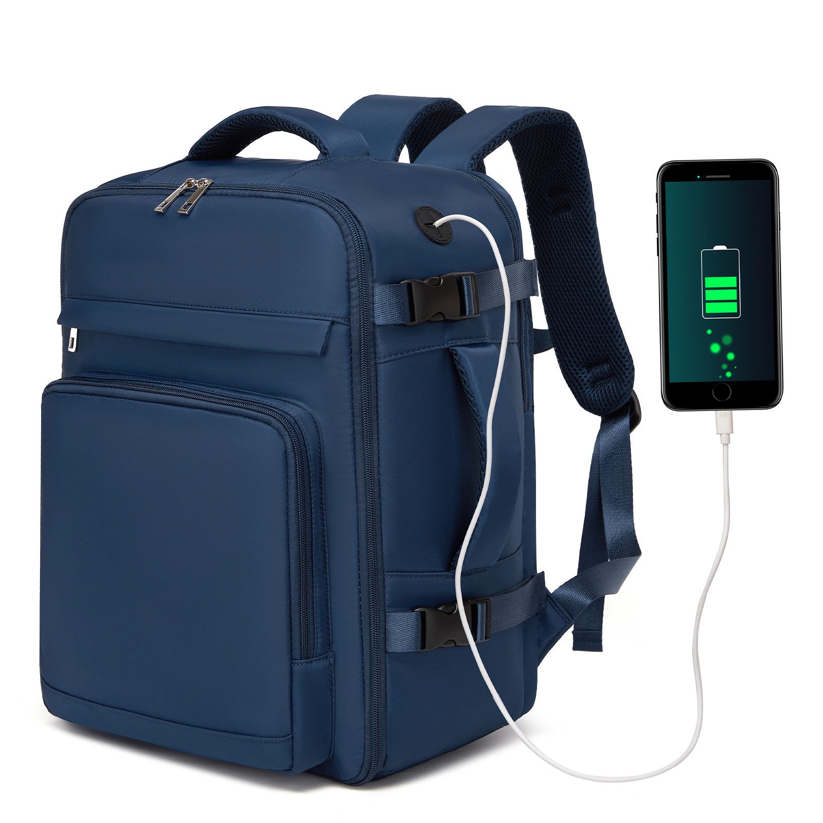 KONO Rucksack 40x30x20cm, Flugzugelassen mit USB-Anschluss & Nassfach