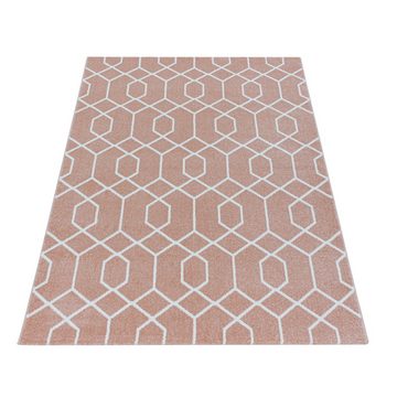Teppich Geometrisch Design, Teppium, Rechteckig, Höhe: 10 mm, Kurzflor Teppich Geometrisch Design Rosa Teppich Wohnzimmer