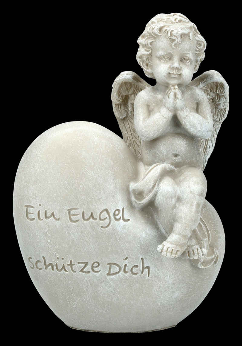 Figuren Shop GmbH Gartenfigur Gartenfigur - Engel sitzt auf Herz - Fantasy Garten Dekoration