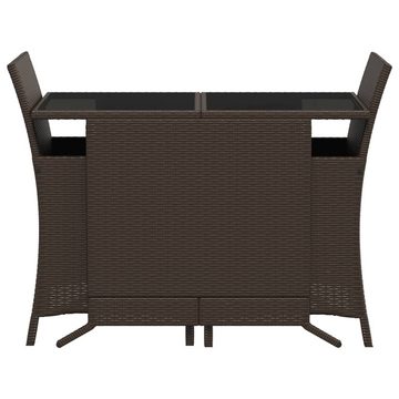 vidaXL Gartenlounge-Set 3-tlg. Bistro-Set mit Kissen Braun Poly Rattan