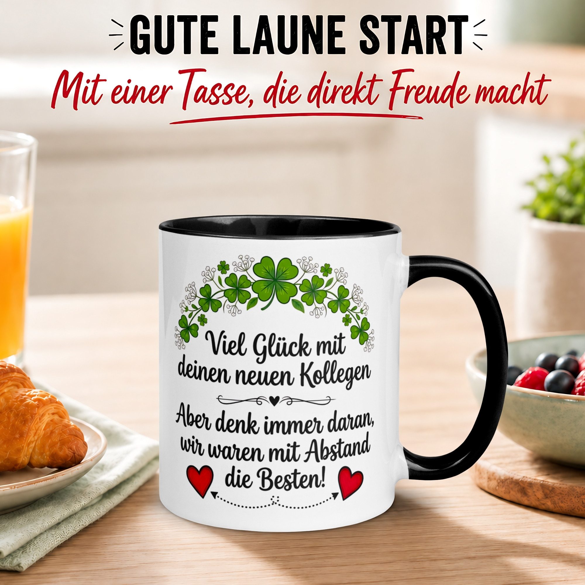 Momentals Tasse Abschied – „Viel Glück mit deinen neuen Kollegen“ – Abschiedsgeschenk, Gratis Versand · Links-&Rechtshänder · Spülmaschinenfest