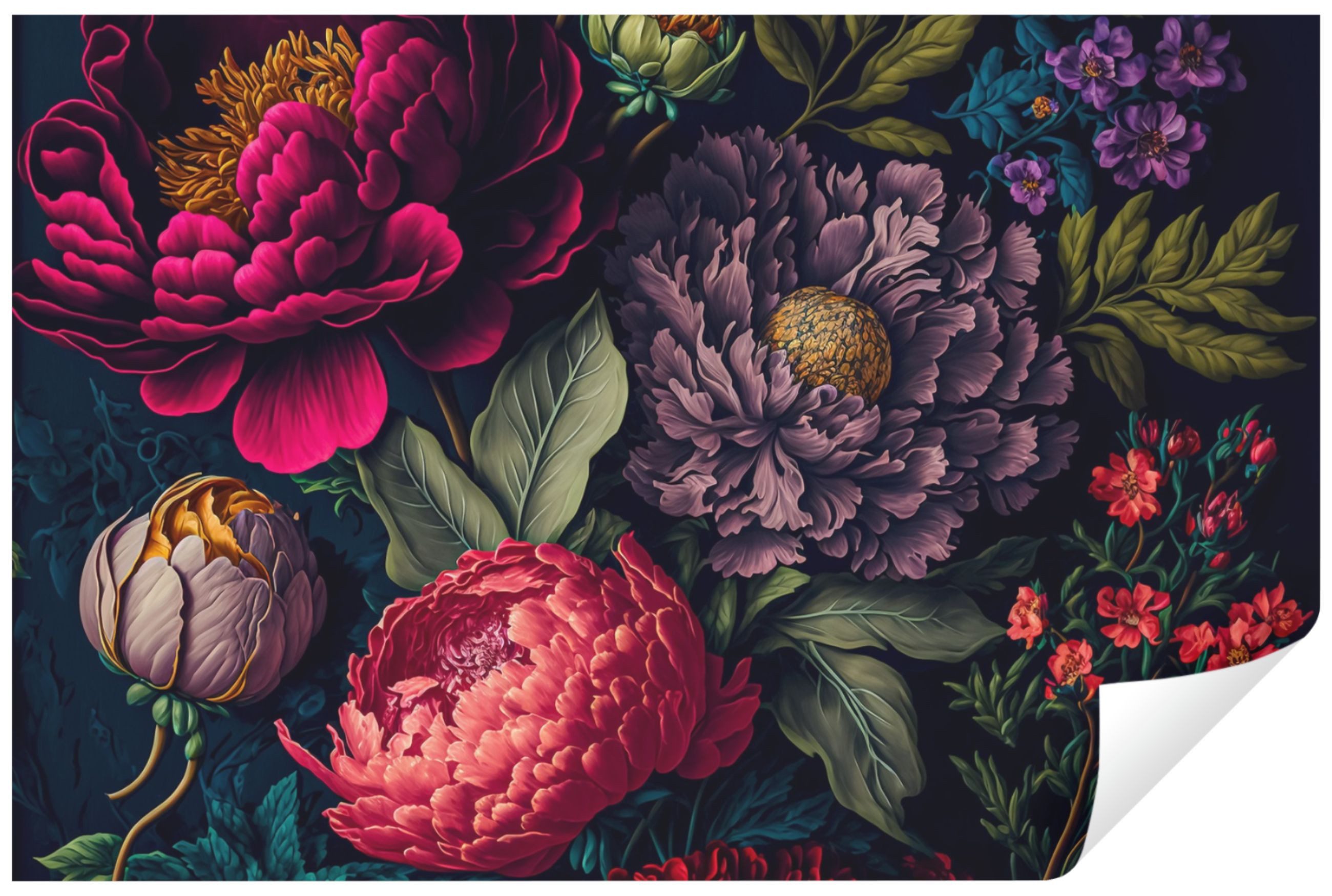 Wallarena Fototapete Blumen Vintage Dark Tapete günstig online kaufen