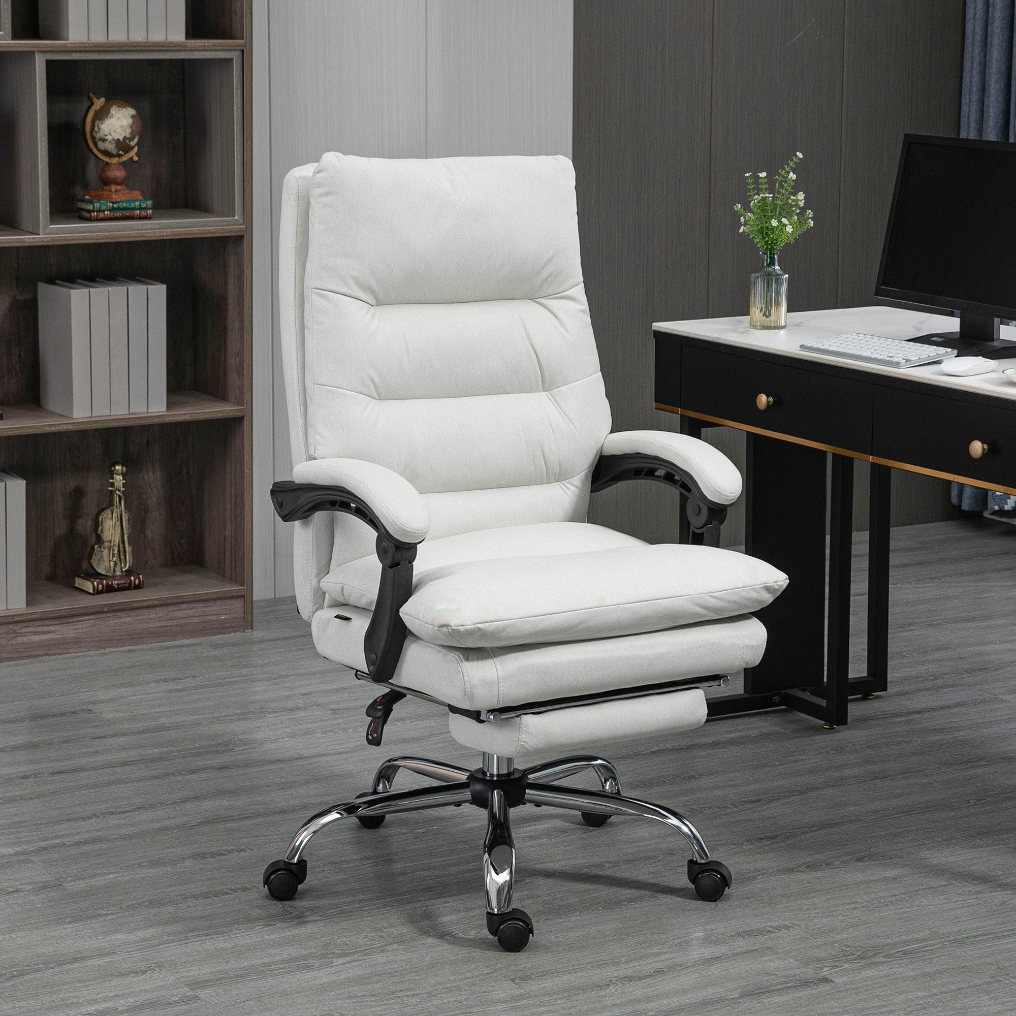 Vinsetto Schreibtischstuhl Ergonomischer Chefsessel Höhenverstellbar Computerstuhl Mikrofaser (Chefsessel, 1 St), 120 kg Belastbar, Beige
