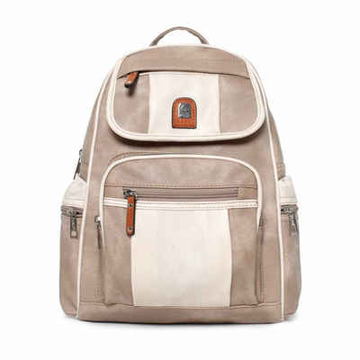 ITALYSHOP24 Rucksack Damen CityRucksack Tagesrucksack Schultertasche Freizeitrücksack Bag, Backpack Schule Travel Wandern Arbeit Tasche Daypack Leder Optik Reise