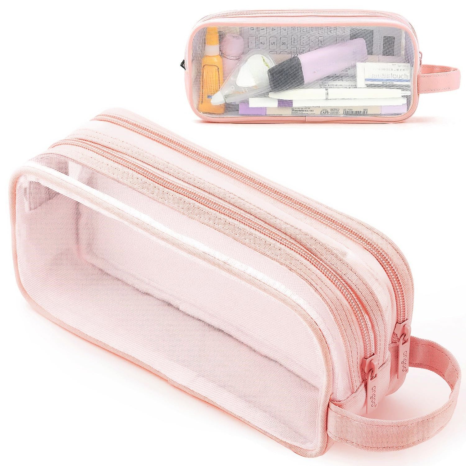 Federmäppchen Transparentes Federmäppchen XXL 2 Fächer Stifteetui mit Griff