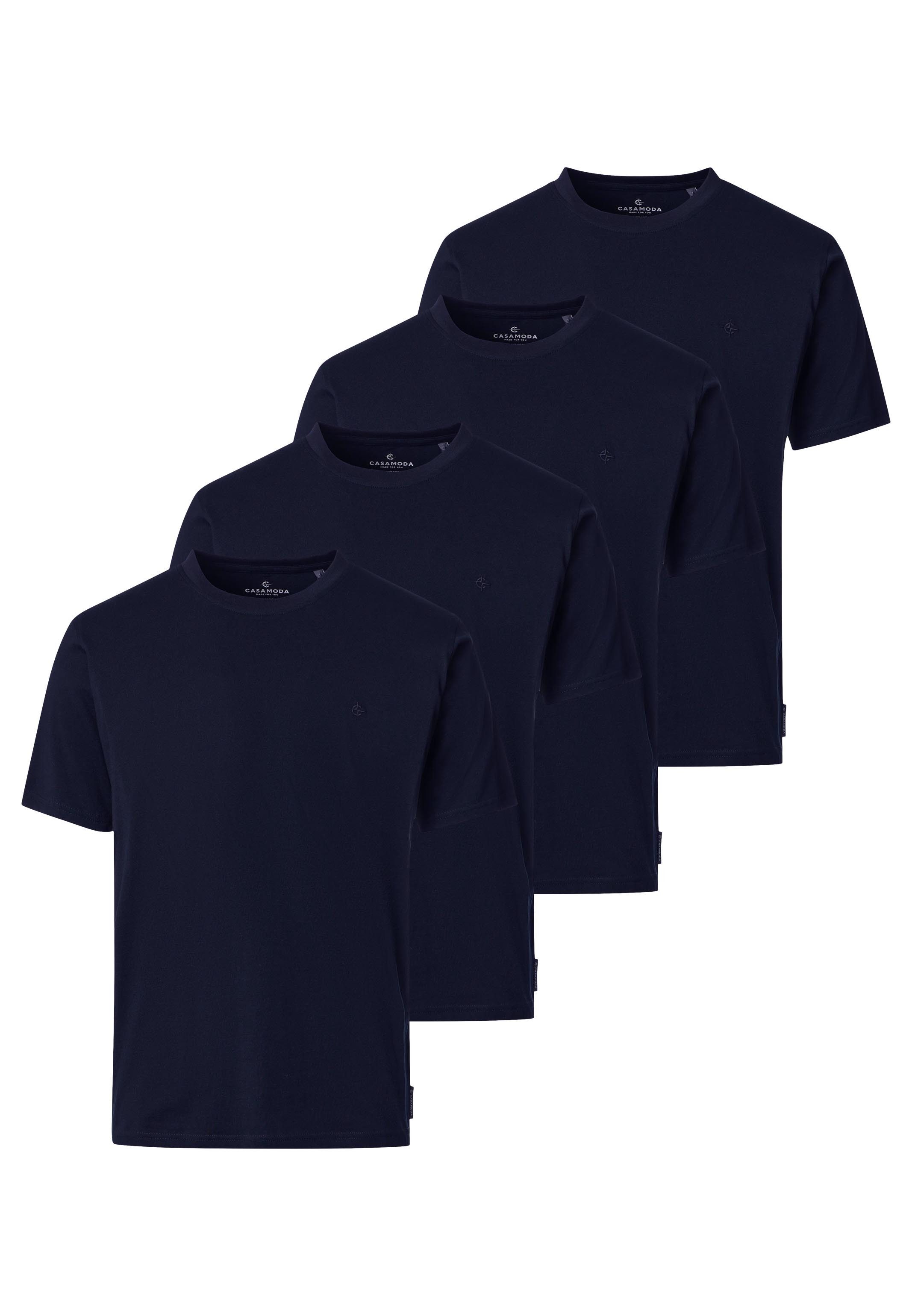 CASAMODA T-Shirt 4er Pack Basic (Spar-Set, 4-tlg) T-Shirt - Baumwolle - Atmungsaktiv - Reine Baumwollqualität