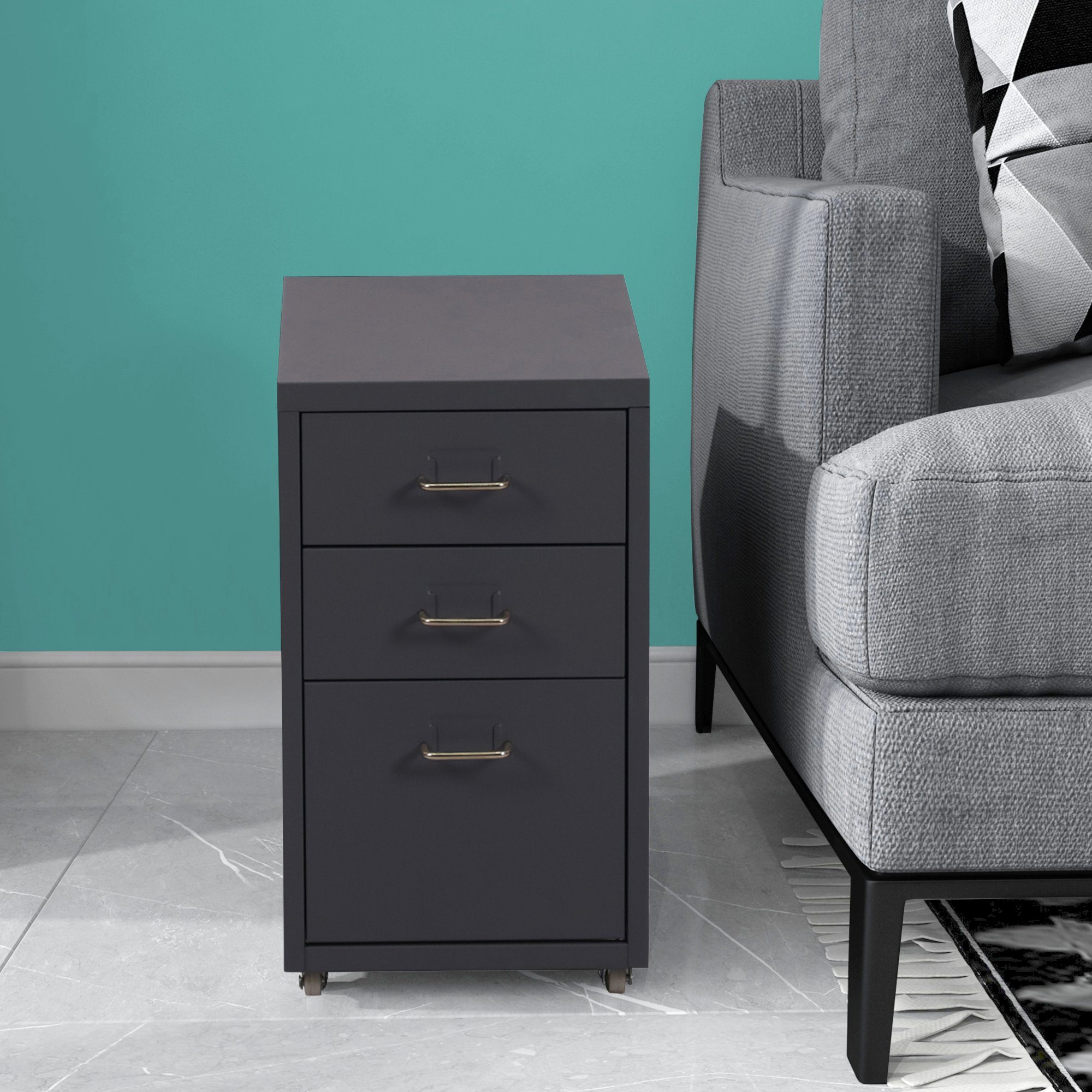 en.casa Rollcontainer, »Kökar« Schubladenschrank Stahl Grau günstig online kaufen