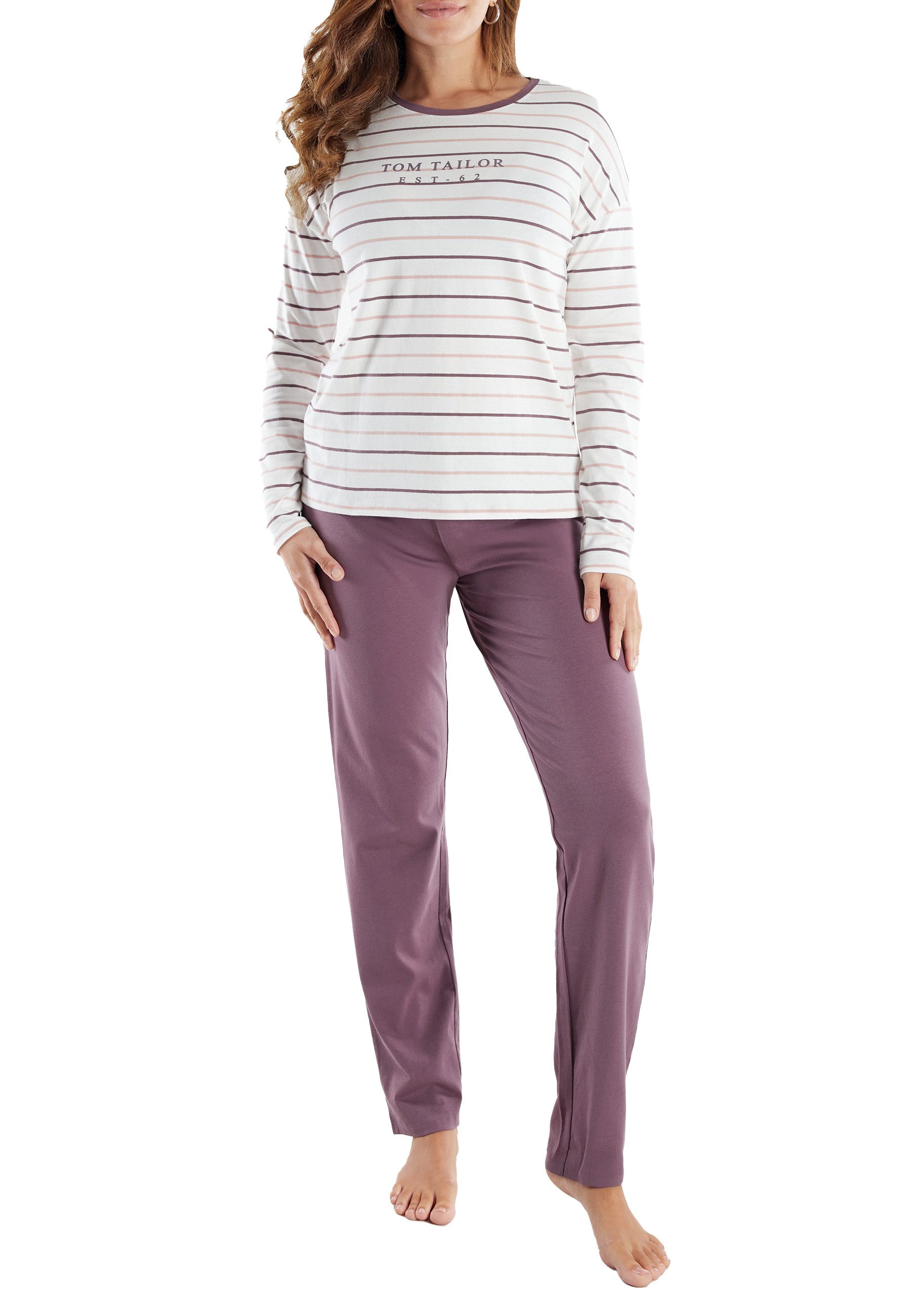 TOM TAILOR Pyjama Zaria (2 tlg) gestreiftes Oberteil, mit Rundhalsausschnitt und langem Arm – Bild 5 von 5