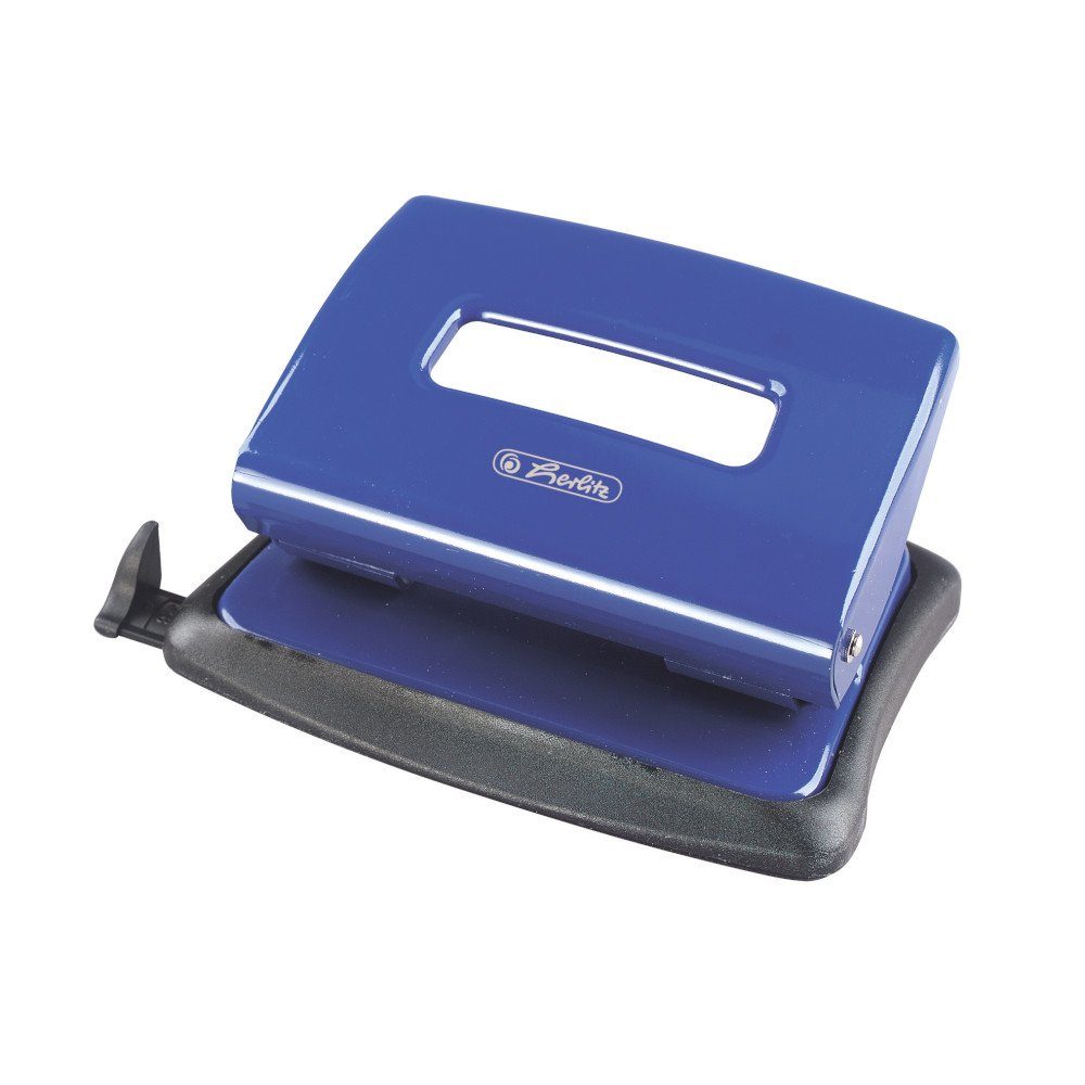 Hefter Herlitz Metall-Bürolocher / mit Ansatzschiene / Farbe: blau