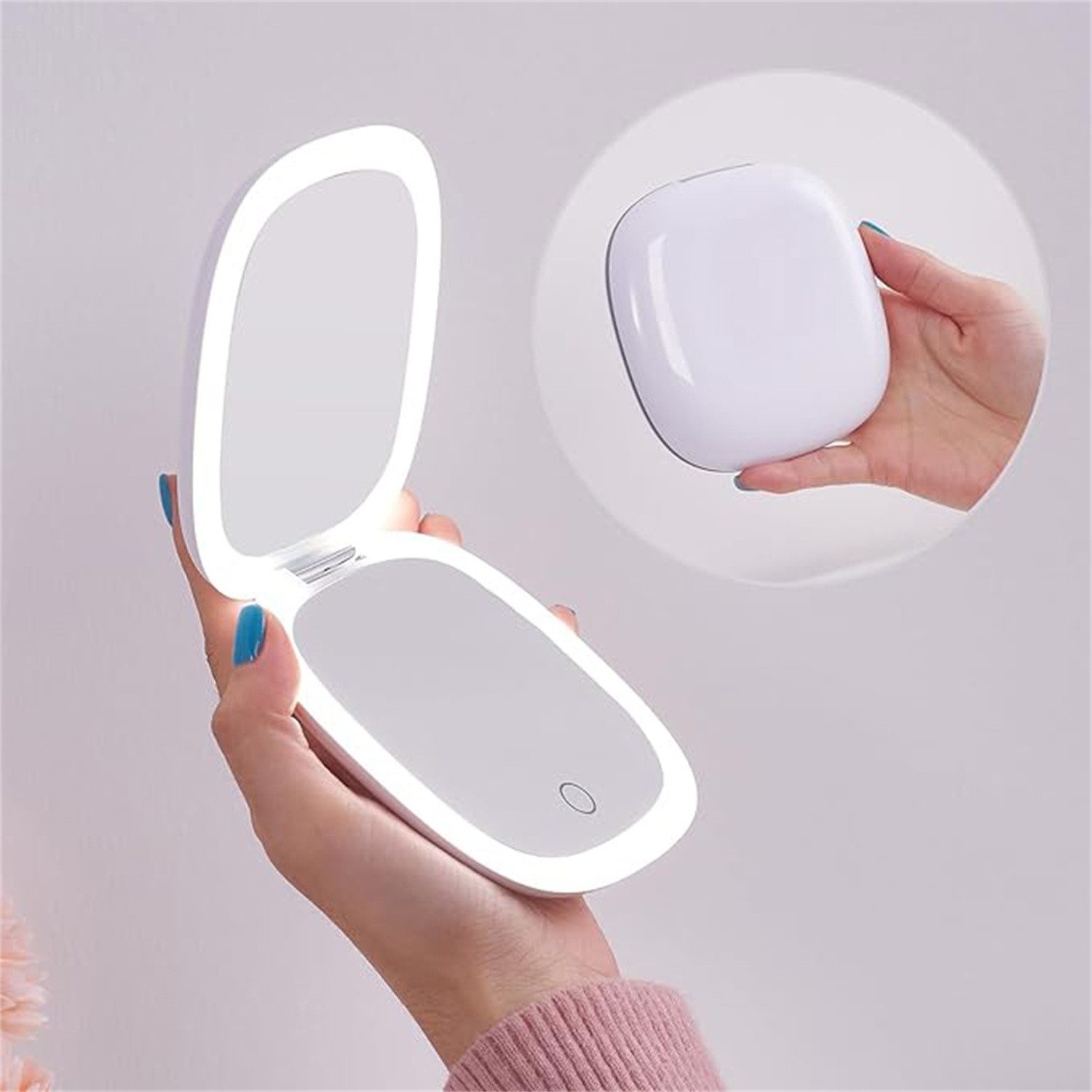 Schminkspiegel Kompakter LED Vergrößerungs-Reiseschminkspiegel - 4 Zoll