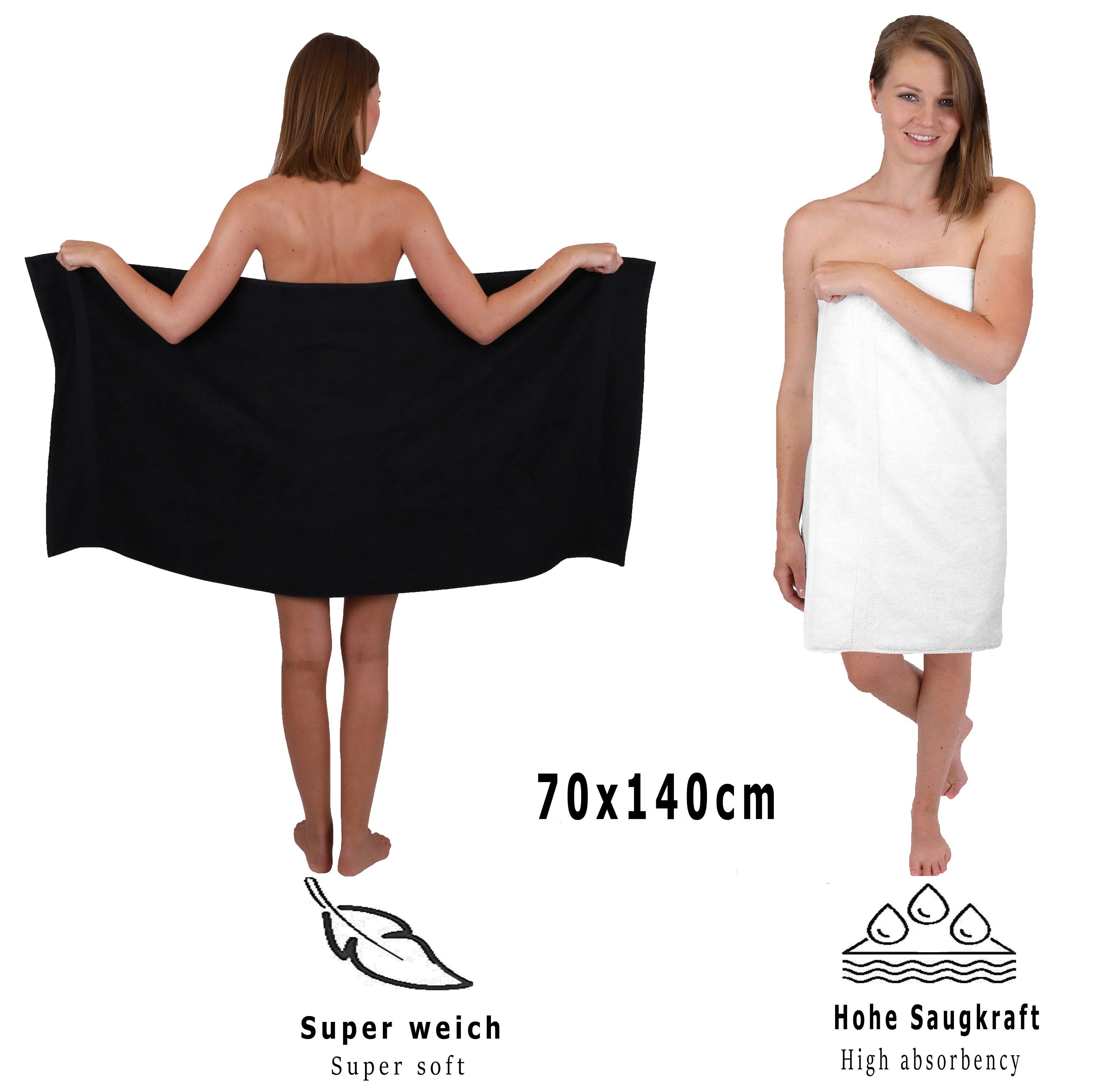 Betz Handtuch Set 10-TLG. Handtuch-Set Classic Farbe weiß und schwarz, 100% Baumwolle (10-St)