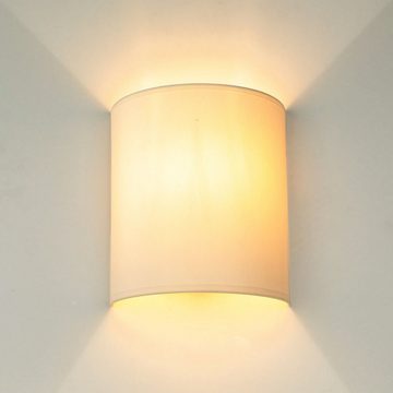 Licht-Erlebnisse Wandleuchte ALICE, ohne Leuchtmittel, Wandlampe Stoff E27 in Creme wohnlich Lampe