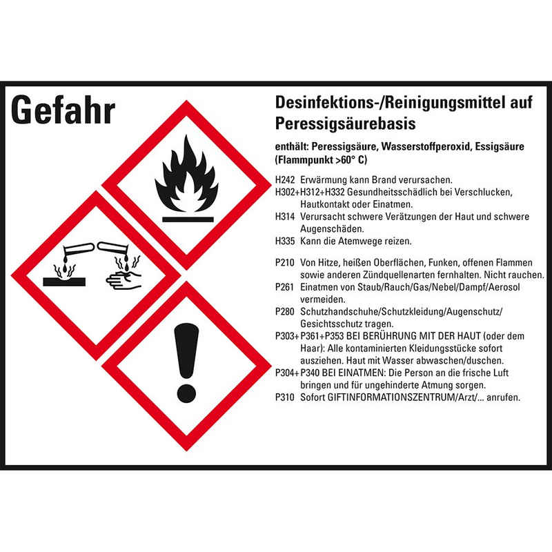 König Werbeanlagen Hinweisschild GHS-Etikett Desinfektion-/Reinig.., gem.GefStoffV/GHS/CLP, Folie, 8/Bo