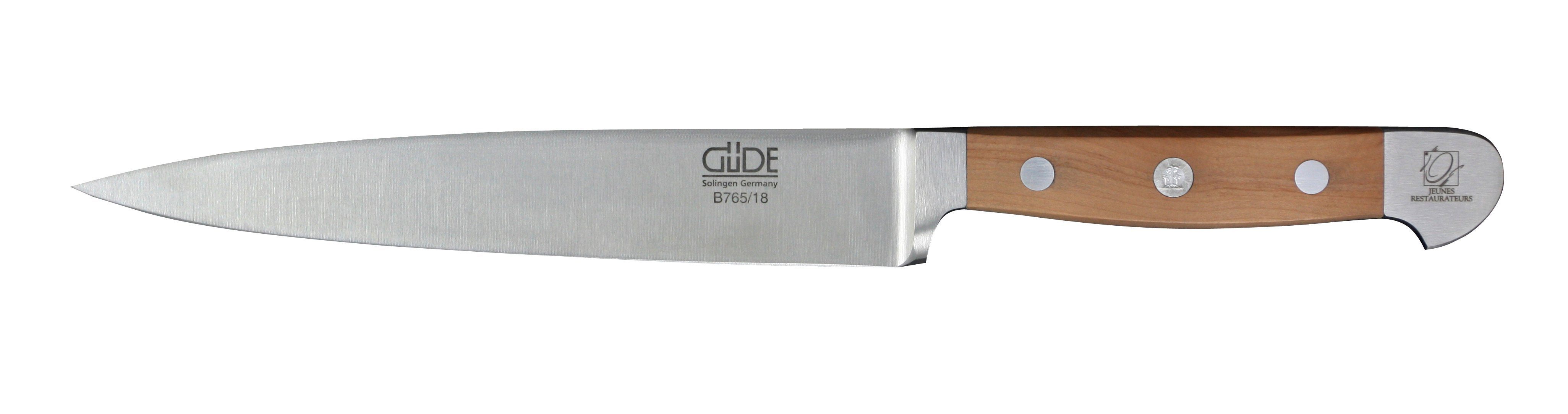 Güde Messer Solingen Schale Alpha Birne, Messerstahl, Filiermesser 18 cm - CVM-Messerstahl - Griffschalen Birnenholz