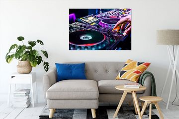 Pixxprint Leinwandbild Modern beleuchteter DJ Pult, Modern beleuchteter DJ Pult (1 St), Leinwandbild fertig bespannt, inkl. Zackenaufhänger